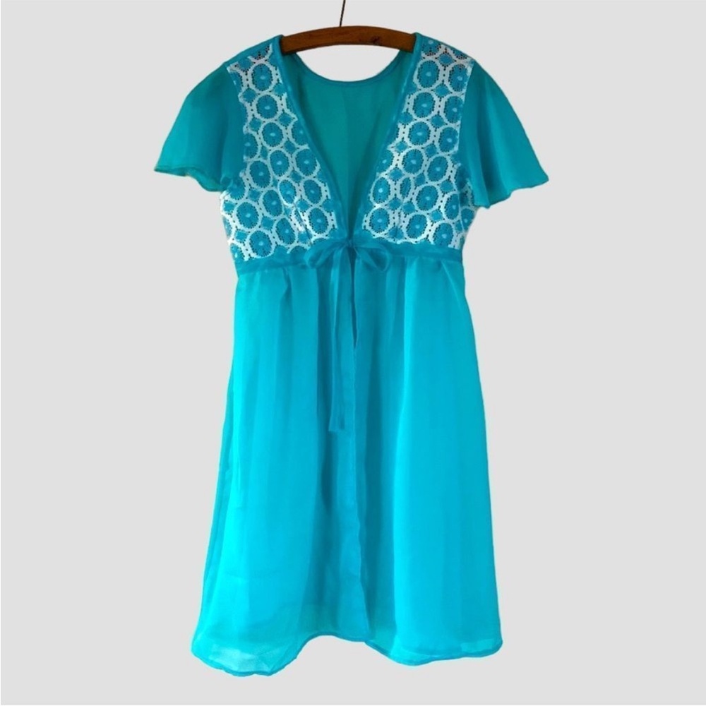 Vintage 70s Blue Babydoll Coverup